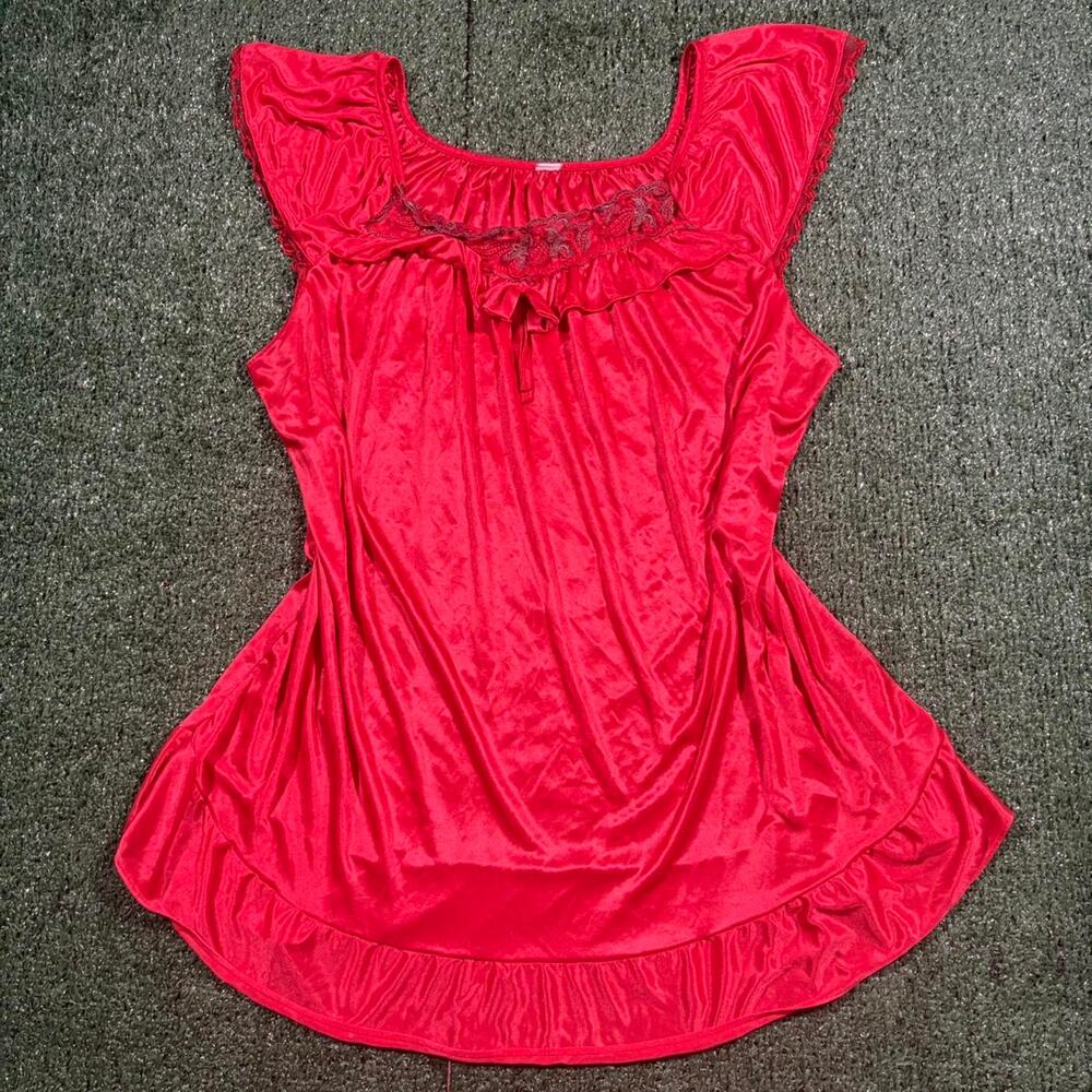 Vintage red silky babydoll slip dress